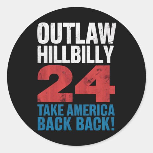Trump Vance 2024 Outlaw Hillbilly US Flag  Ronde Sticker (Voorkant)