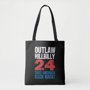 Trump Vance 2024 Outlaw Hillbilly US Flag  Tote Bag
