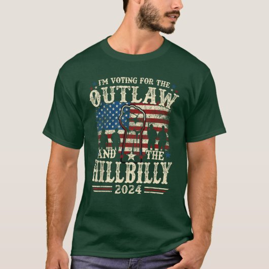 Trump Vance 2024 Outlaw Hillbilly Vlag van de VS T-shirt (Voorkant)