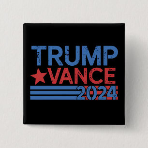 Trump Vance 2024 President 47 USA Vintage Vierkante Button 5,1 Cm