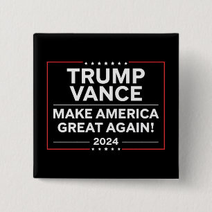 Trump Vance 2024 President JD Vance Vice MAGA Vierkante Button 5,1 Cm