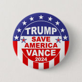 TRUMP VANCE 2024 - RED AMERIKA RONDE BUTTON 5,7 CM (Voorkant)