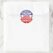 TRUMP VANCE 2024 - RED AMERIKA RONDE STICKER (Tas)