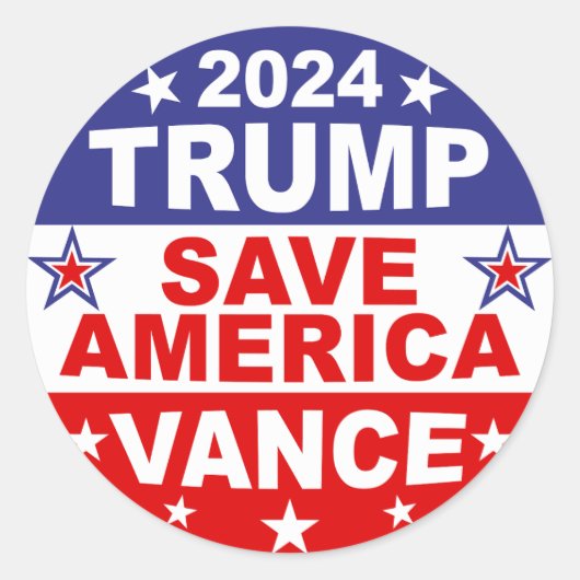 TRUMP VANCE 2024 - RED AMERIKA RONDE STICKER (Voorkant)