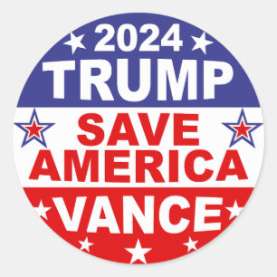 TRUMP VANCE 2024 - RED AMERIKA RONDE STICKER
