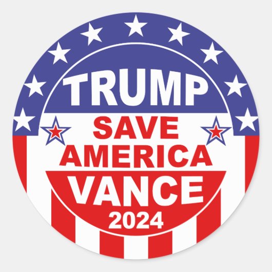 TRUMP VANCE 2024 - RED AMERIKA RONDE STICKER (Voorkant)
