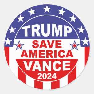 TRUMP VANCE 2024 - RED AMERIKA RONDE STICKER