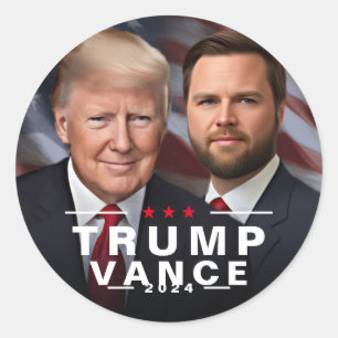 Trump Vance 2024 Republikeins President VP Ronde Sticker