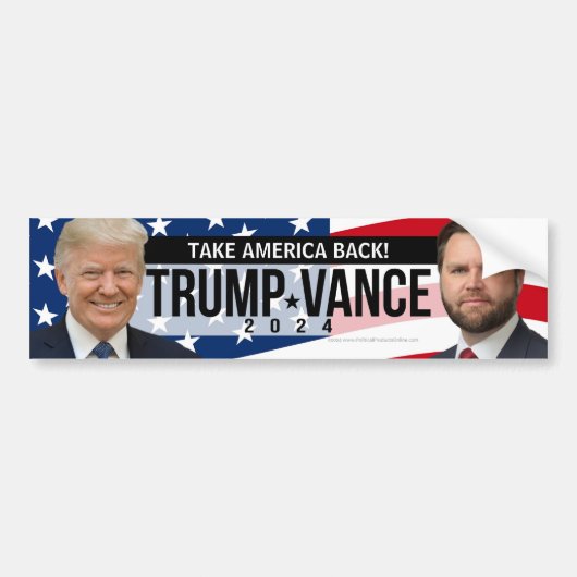 Trump Vance 2024 Take America Back Quote Foto Bumpersticker (Voorkant)