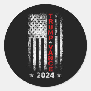 Trump Vance 2024 US Flag  - neem Amerika BYC Ronde Sticker