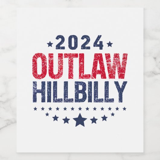 Trump Vance 2024 verbiedt Amerikaanse vlag Hillbil Wijn Etiket (Enkel label)