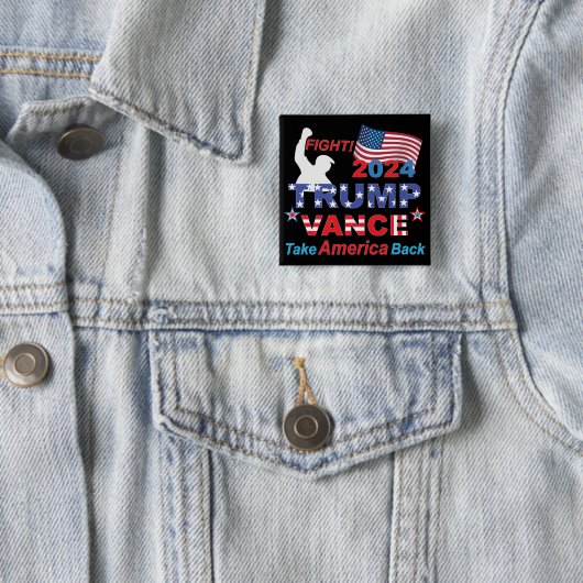 TRUMP VANCE 2024 VIERKANTE BUTTON 5,1 CM (In situ)