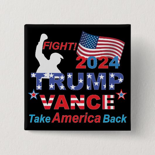TRUMP VANCE 2024 VIERKANTE BUTTON 5,1 CM (Voorkant)