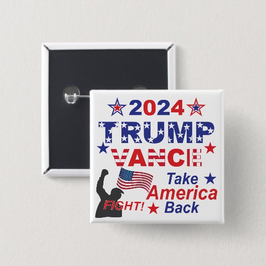 TRUMP VANCE 2024 VIERKANTE BUTTON 5,1 CM (Voorkant /achterkant)