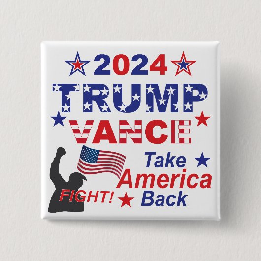 TRUMP VANCE 2024 VIERKANTE BUTTON 5,1 CM (Voorkant)