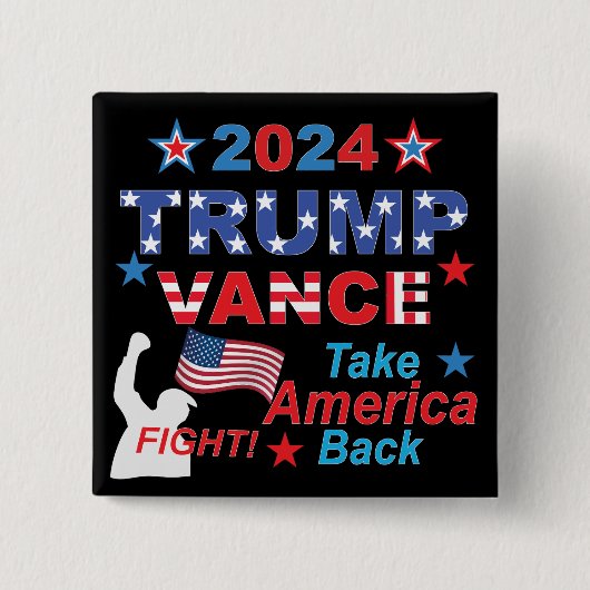 TRUMP VANCE 2024 VIERKANTE BUTTON 5,1 CM (Voorkant)