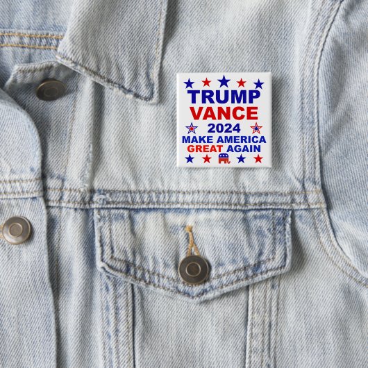 Trump Vance 2024 Vierkante Button 5,1 Cm (In situ)