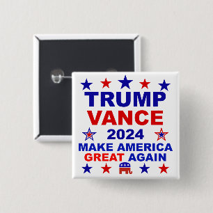 Trump Vance 2024 Vierkante Button 5,1 Cm