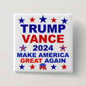 Trump Vance 2024 Vierkante Button 5,1 Cm (Voorkant)