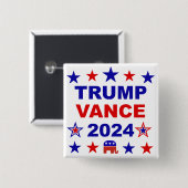 Trump Vance 2024 Vierkante Button 5,1 Cm (Voorkant /achterkant)
