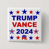 Trump Vance 2024 Vierkante Button 5,1 Cm (Voorkant)