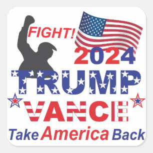 TRUMP VANCE 2024 VIERKANTE STICKER
