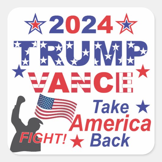 TRUMP VANCE 2024 VIERKANTE STICKER (Voorkant)