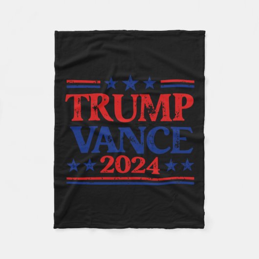 Trump Vance 2024 Vlag Patriottische VS Sterren Str Fleece Deken (Voorkant)