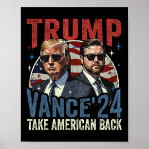Trump Vance 2025 Donald Trump J.d. Vance Neem Amer Poster