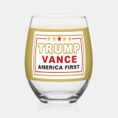 Trump-Vance America First 2025 Wijnglas Zonder Voet (Voorkant)