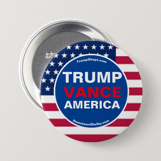TRUMP VANCE AMERICA RONDE BUTTON 7,6 CM (Voorkant /achterkant)