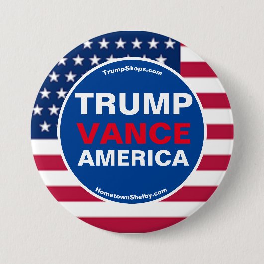 TRUMP VANCE AMERICA RONDE BUTTON 7,6 CM (Voorkant)