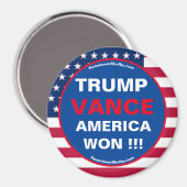 TRUMP VANCE AMERICA WON !! koelkastmagneet Magneet (Voorkant / Achterkant)