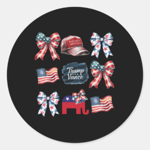 Trump Vance Bow Coquette Stem Presidentiële 2024 E Ronde Sticker