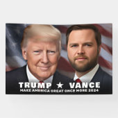 Trump Vance Foto 2024 Campagne Grote Binnen Spandoek (Horizontaal)