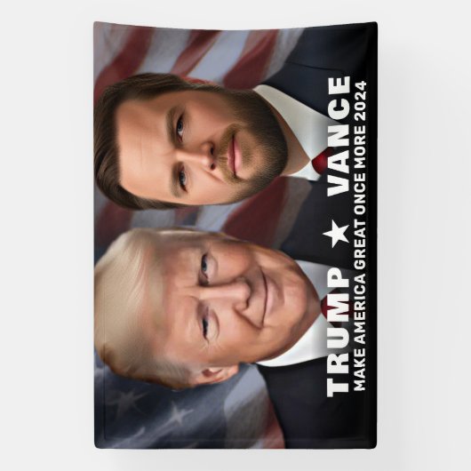 Trump Vance Foto 2024 Campagne Grote Binnen Spandoek (Verticaal)