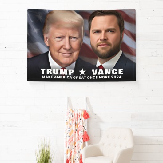 Trump Vance Foto 2024 Campagne Grote Binnen Spandoek (Insitu)