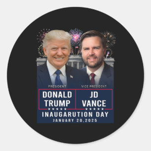 Trump Vance Inauguratie Dag 2025 Donald Trump Jd Ronde Sticker