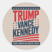 Trump Vance Kennedy keert terug naar 2024 Ronde Sticker (Voorkant)