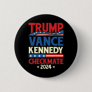 Trump Vance Kennedy Schaakmat 2025 Verkiezing Repu Ronde Button 5,7 Cm
