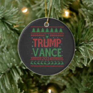 Trump Vance Kerstmis T-shirt met lelijke verkiezin Keramisch Ornament