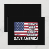 Trump Vance Musk Kennedy Gabbard 2024 - Red Amerik Briefkaart (Voorkant / Achterkant)