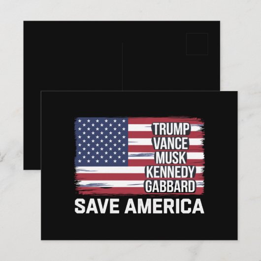 Trump Vance Musk Kennedy Gabbard 2024 - Red Amerik Briefkaart (Voorkant / Achterkant)