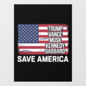 Trump Vance Musk Kennedy Gabbard 2024 - Red Amerik Raamsticker (Vel)