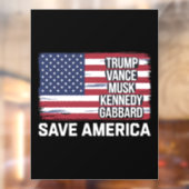 Trump Vance Musk Kennedy Gabbard 2024 - Red Amerik Raamsticker (Vel 2)