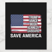 Trump Vance Musk Kennedy Gabbard 2024 - Red Amerik Wijn Etiket (Enkel label)