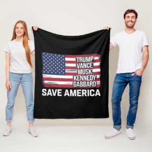 Trump Vance Musk Kennedy Gabbard 2024 Red Amerika Fleece Deken