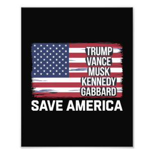Trump Vance Musk Kennedy Gabbard 2024 Red Amerika Foto Afdruk