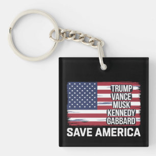 Trump Vance Musk Kennedy Gabbard 2024 Red Amerika Sleutelhanger