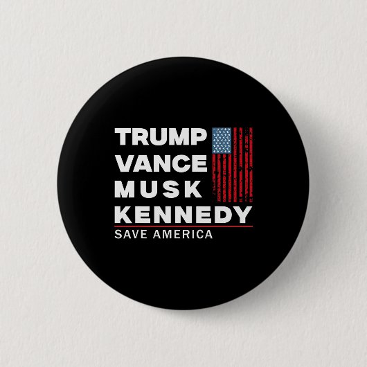 Trump Vance Musk Kennedy redt Amerika 2024 Ronde Button 5,7 Cm (Voorkant)